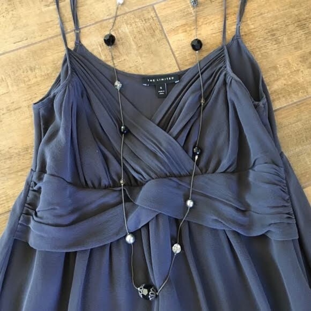 Gray chiffon dress. The Limited.